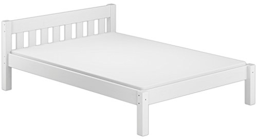 Erst-Holz® Doppelbett Futonbett 140x200 Massivholz Kieferbett weiß Rollrost Matratze 60.38-14 W M