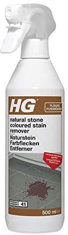 HG Natural Stone Coloured Stain Remover, Product 41, Effective Cleaner to Remove Grease & Dirt for Calciferous Natural Stone & Marble Tiles, Concentrated Spray Cleanser – 500ml (227050106)