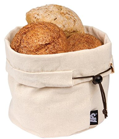 Bolsa para pan APS beige, incl. almohadilla térmica con bolas de cerámica y cordón de algodón, reutilizable, también puede usarse para panecillos, huevos, etc., Ø 19,0 cm