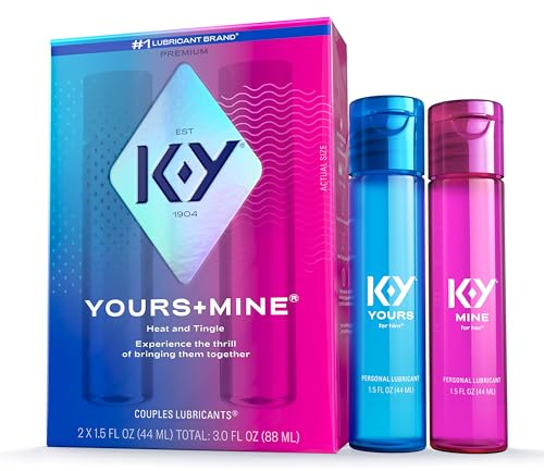 K-Y Yours + Mine Couples Personal Lube, Two Personal Lubricants, Water Based Lube for Women & Glycerin-Based Lube for Men, 2 x 1.5 FL OZ