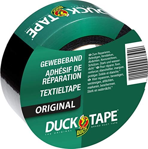 DUCK TAPE 106-04 Original Gewebeband – Selbstklebendes Klebeband mit wasserdichter Oberfläche – Panzertape extra stark für innen & außen – 50mm x 50m - Schwarz