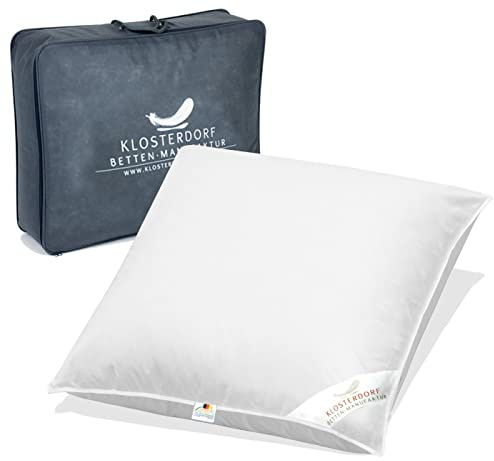 Klosterdorf Bettenmanufaktur Premium Kopfkissen ''natürlich'' - 80x80 cm - 1150 Gramm - Handarbeit aus Deutschland - Für einen gesunden Schlaf