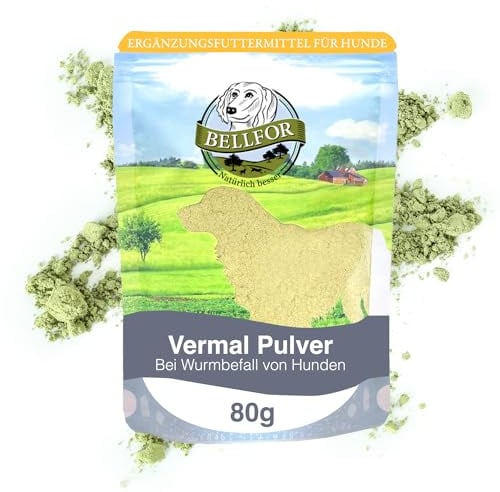 Bellfor Vermal Pulver mit Kokosmehl und Kürbiskernen - 80 g. Magen-Darm-Bereich Unterstützung | Rein pflanzliche Inhaltsstoffe | Optimale Unterstützung | Einfache Anwendung und hohe Akzeptanz