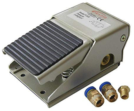 ORAZIO Valvola Pneumatica a Pedale, 3 Vie 2 Posizioni G1/4 con Comando a Pedale Filettato Interruttore a Pedale Momentaneo Air Pad con Connettori Rapidi per Attrezzature per Macchine Industriali