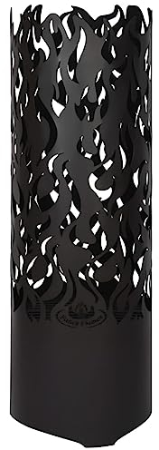 Esschert Design Baril à Feu Flames Acier au Carbone Noir Chauffage d'Appoint