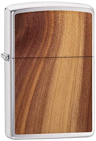 Zippo Woodchuck Feuerzeug mit Zedern-Motiv, Winddicht, Chrom, reguläre Passform