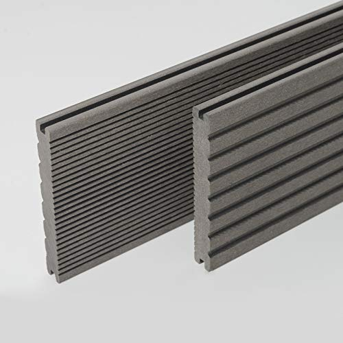 HORI WPC Terrassendielen Komplettset Massiv Diele BPC Komplettbausatz Inkl. Unterkonstruktion & Clips Wetterfest, pflegeleicht & rutschhemmend Dielenlänge 500 cm - Fläche 52 m²