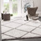 VIMODA Hochflor Teppich Wohnzimmer Schlafzimmer Küche Shaggy Skandinavisch Rautenmuster, Maße:200x280 cm