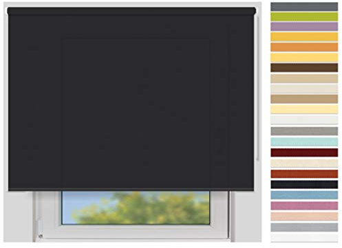 EFIXS Sichtschutzrollo Maxi - 32 mm Welle - Breiten: 40-240 cm - Höhen bis 240 cm - Hier: 220 cm x 190 cm (Stoffbreite x Höhe) - schwarz (4994) - lichtdurchlässig - Blickdicht