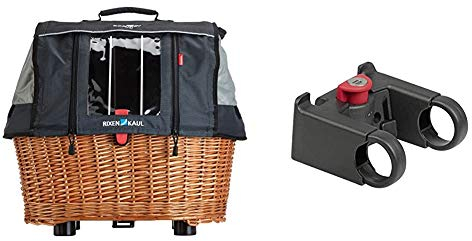 KlickFix Hundekorb Doggy Basket Plus GTA, 0399KH & Zubehör Lenkeradapter mit Schloss, Schwarz, one Size