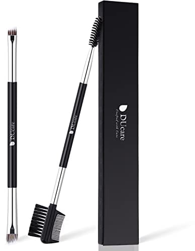 DUcare 2 Stück Duo Augenbrauen Bürste Professioneller Augenbrauenpinsel abgewinkelter Augenbrauenbürste und Spoolie-Pinsel Wimpernbürste synthetische Borstenbürste und Kamm Augenbrauen