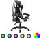 vidaXL Gaming Stuhl mit RGB LED-Leuchten Höhenverstellbar Chefsessel Bürostuhl Drehstuhl Schreibtischstuhl Sportsitz Racing Weiß Schwarz Kunstleder