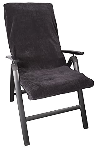 jilda-tex Schonbezug für Gartenliege Stuhlauflage Strandliege Sonnenliege Liegen-Stuhl Auflage 100% Baumwolle 65x130 cm (Stuhlauflage Anthrazit)