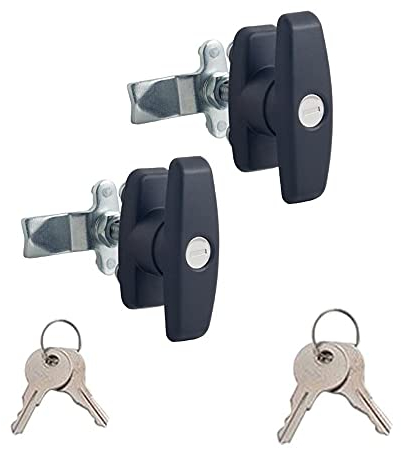 2 PCS T-Handle Door Lock Latch ABS T Handle Lock Zinc Alloy Lock Body Shed Door T-Handle Lock Kit for Garage Door Lock Truck Cabinet Door