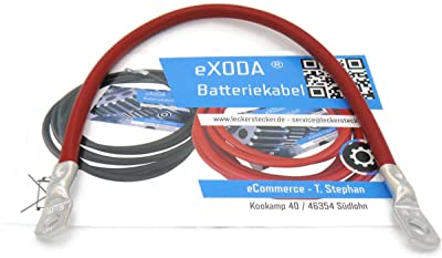 eXODA Batteriekabel 16 mm² 30cm Kabelschuhe M8 und M6 Rot