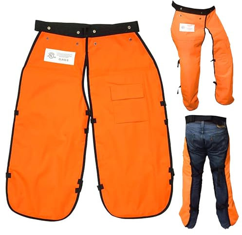 MGP SUPPLY Chainsaw Chaps For Men - Chain Saw Chaps For Men, Apron Style W/Pocket & Adjustable Belt, Safety Equipment, Orange, 40in - Overall Length