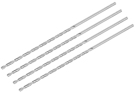 sourcing map HSS(Haute Vitesse Acier) Extra Long Forets Hélicoïdaux 3.2mm Perceuse Diamètre 160mm Longueur 4Pcs