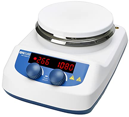ONiLAB 280℃ LED Digital Magnetic Stirrer with Ceramic Coated Stainless Steel Worktop, 200-1500 rpm, Temperature Probe Sensor, Stand and Stirring Rod Included