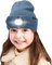 ATNKE Kids LED beleuchtete Mütze mit Licht, USB Wiederaufladbare 4 LED Scheinwerfer wasserdichte Winterwärmer Strick Nachthüte mit leichten Jungen Mädchen/Shadow Blue