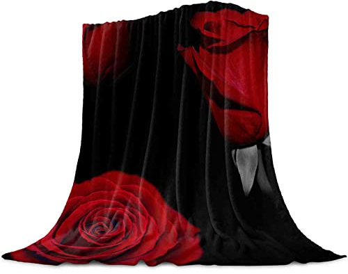 3D-Decken Rote Rose Blume Schwarze Koralle Decke Winterblatt Tagesdecke Schlafsofa Überwurf Licht Dünne Weiche Warme Flanelldecken Königin