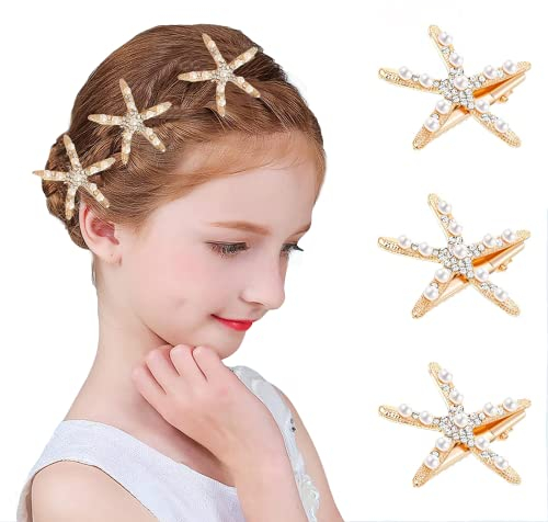 3 Stück Haarspangen, Brauthaar Gold Haar Barrettes, No Slip Haarnadeln Clips für Mädchen Frauen Haarschmuck