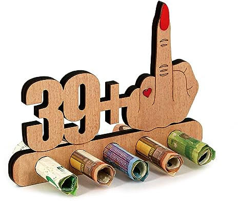 Giftota - Originelle Lustig 40. Geburtstag Geldgeschenk Holz - 39 + 1 - Geschenk zum 40.Geburtstag - Geburtstag Jubiläum - Geschenke aus Holz Frauen & Männer - 40 Geburtstag Deko