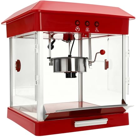 Popcornmaschine, 800W Popcorn Maker für Zuhause mit Antihaftbeschichtung, Drei verschiedenen Größen von Löffeln, Anti-Rutsch-Griff, 56 * 56 * 63 CM, für Geschäften, Kinos