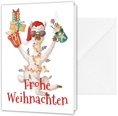 PICTALOO lustige Weihnachtskarte Lama Alpaka - witzige Karte Weihnachten DIN A6 mit Umschlag für Freund Freundin Mann Frau, Merry Christmas Klappkarten Tier, besondere Weihnachtsgrüße