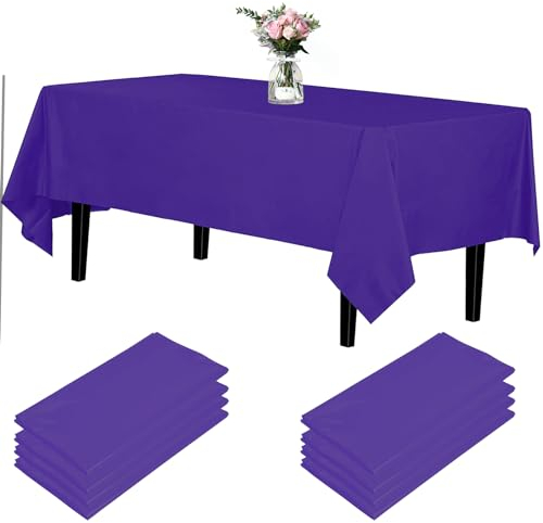 Newthinking Einweg Party Tischdecken, Rechteckig, 137 x 274 cm, 4 Stück, Kunststoff-Tischdecke für Party, Hochzeit, Grillen,Picknick, Weihnachten (Tiefes Lila)