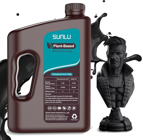 SUNLU 3D Drucker Harz Plant Based 3kg, 405nm UV 3D Drucker Photopolymer Resin,Geruchsarmes Harz für 4K/6K/8K LCD/DLP/SLA 3D Drucker,Erdfreundlich,Hohe Präzision,Schnell Aushärtend,Schwarz 3000g