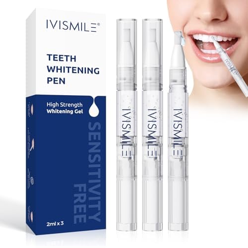 IVISMILE Zahnaufhellung Stift, Zahnweiss Stift für Zähne Aufhellen Schnelles Zahnbleachings Anwendungen 3 Stück, Sanftes & Zahnschonendes, Effektiv für Teeth Whitening Kit