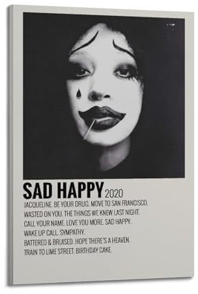 MHEGSNGA Poster Circa Waves, Sad Happy, Vintage-Kunst, Raumdekoration, ästhetische Schlafzimmerdekoration, Leinwandposter für Schlafzimmer, 20 x 30 cm, Rahmenstil