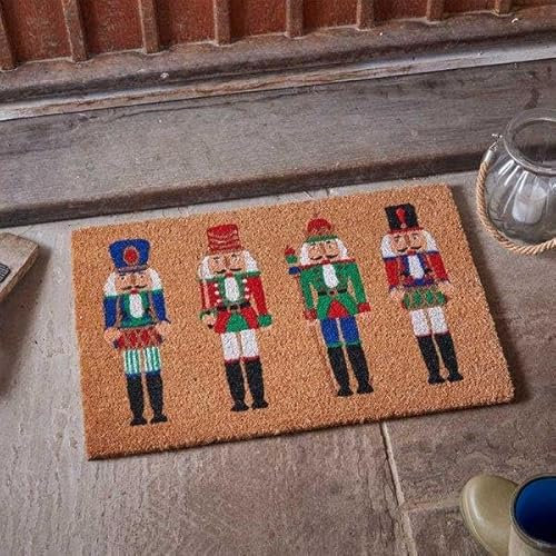 Marco Paul Merry Christmas Coir door mats | Durable Door Mats Indoor and Outdoor | Natural Coir Weather Resistant Entrance front door mat | welcome mat for Christmas Decoration (Nutcrackers)