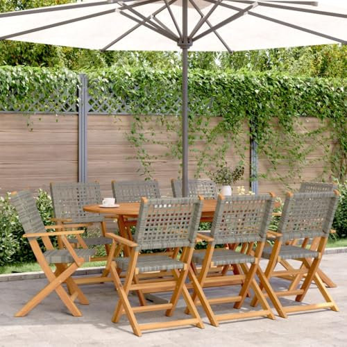 Juroupi Gartenstühle 8 STK. Klappbar GartenstüHle Klappstuhl Balkon TerrassenstüHle Balkon KlappstüHle Grau Poly Rattan & Massivholz - 3214561