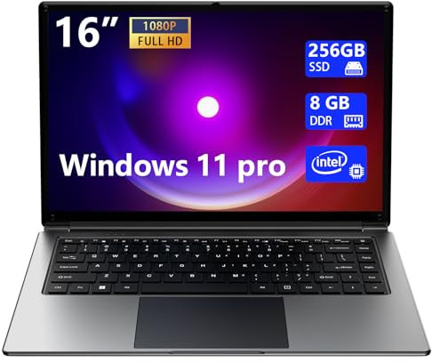 laptop 16-inch , 8GB DDR 256GB SSD portable laptop, expandable to 1TB, Pentium quad-core CPU up to2.6 GHz, 9000mAh battery, Mini HDMI interface, USB3.0 interface, dual-band WiFi, webcam, slim laptops
