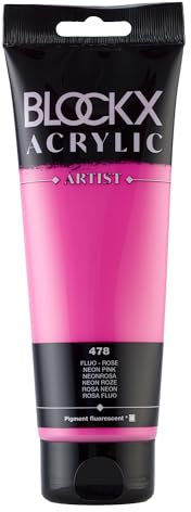 Blockx 61478BXC Acrylique Fine transparentee et Satinée - Fluo - Rose Pigment fluorescent - 250ml