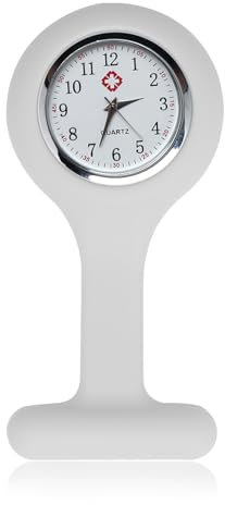 Nazaz Montre à Gousset d'Infirmière, Montre Trotteuse en Silicone avec Broche, Convient aux infirmières et Autres Professionnels de la santé,Précis et Facile à Lire, Facile à Transporter (Blanc)