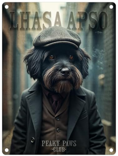 Small (150 x 200mm) Metal Sign - Peaky Paws Club - Lhasa Apso