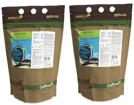 CULTIVERS Fischmehl, 2 x 1 kg, ökologischer Pflanzendünger, Universaldünger, Stickstoff- und Phosphor-Zusatzstoff, Wachstums-Aktivator-Dünger, erhöht die Fruchtbildung und Reifung