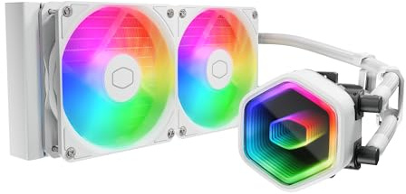 Cooler Master 240 Core II White AIO CPU Liquid Cooler, R9|U7|i7, Dual Chamber G9R Pump, Infinity Mirror aRGB, 400mm Tubing, 240mm Radiator, 120mm PWM Fan, AMD Ryzen AM5|4, Intel LGA 1851|1700 Platform
