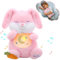 seOSTO Peluche Qui Respire, Loutre Qui Respire avec Lumières et Musique, Peluche Musicale Bebe,Respire Découvertes Sensorielles Bebe,Cadeau pour Garçon/Fille Nouveau-né (Lapin Rose)
