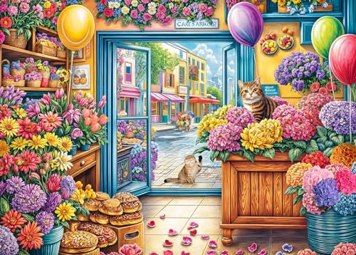 Puzzle 1000 Teile für Erwachsene klassisches Lernspiel-Blumenladen-Wunderschönes Dekoration Puzzle Geschenke