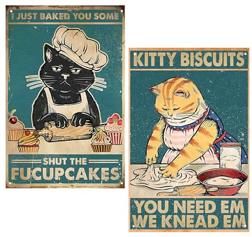 Katzen Blechschild, 2 Stück Schwarze Katze Lustiges Muster Wanddekoration, Toiletten Bilder Deko, Vintage Metallschild, Für Café Dekoration, Schlafzimmer, Toiletten, Club Wanddekoration(20x30cm)