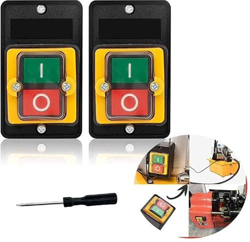 2 Stück Maschinenschalter 230V (AC 220V/380V, 10A) Druckknopf Nullspannungsschalter, mechanischer Schalter