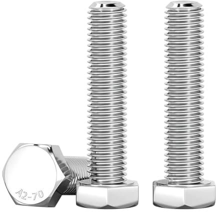 Drenky Boulon M8, 10 Pièces Boulons Hexagonaux Argent DIN933 Acier Inoxydable A2 V2A M8 x 40mm Haute Résistance Vis Inox Pour Automobile Et Machinerie