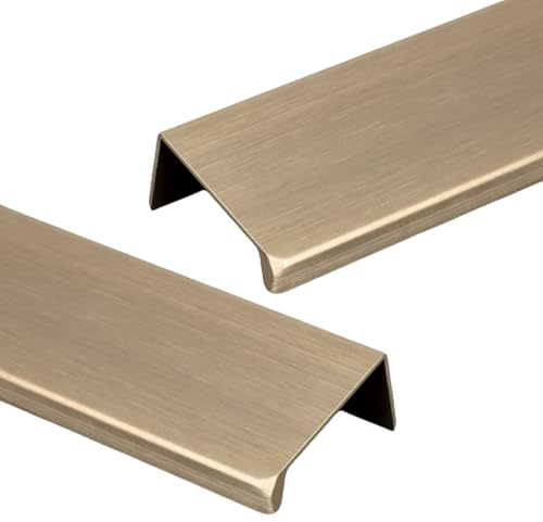 JIALUO0318 Tiradores Ocultos Aleación de Aluminio Manijas Para Muebles Armarios Cajones Tiradores Cocina Manijas Pomos de Puerta 2 Piezas (Bronce Cepillado,Length 400mm)