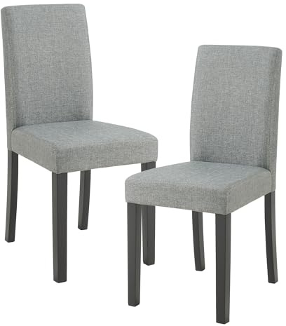 [en.casa] Esszimmerstühle Hamburg 2er Set Küchenstühle Textil Polsterstuhl 89 x 43 x 54 cm Holzbeine Hellgrau