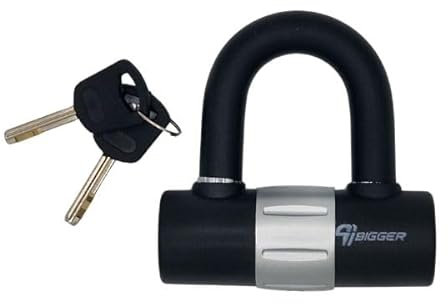 Bigger U Lock mini 14 mm x 100 mm x 112 mm - Acero Resistente - Protección Plástica - 2 Llaves - Liviana solo 500 grs