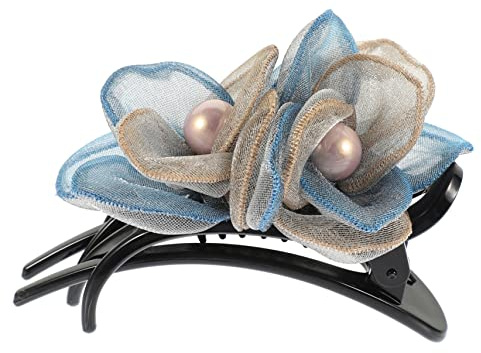SAFIGLE Französische Haarspange mit Seidenblume Flexible Haarspange für Damen Rutschfeste Haarclips mit Blumen für Dickes Haar Modisches Haarschmuck für Partys und Alltag