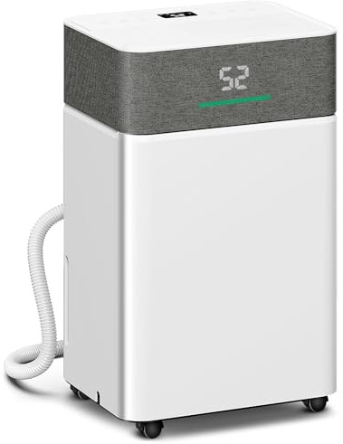 HOMCOM Deumidificatore d'aria 20 l/giorno, deumidificatore silenzioso, drenaggio continuo, serbatoio d'acqua 4,5 l, timer 24 ore, schermo LED, indicatore di umidità, antimuffa, asciugatura biancheria